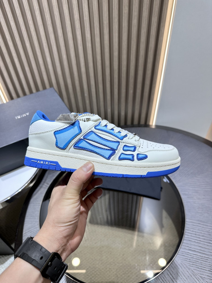 amiri skeleton low-skel top sneakers white blue
