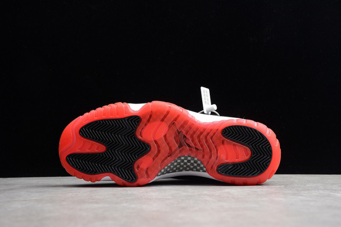 air jordan 11 retro low "bred" black/ red mens 528895-012